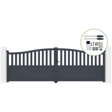 Portail battant 4m MEIJE H.140cm alu + motorisation HICKER B200 (1/4)