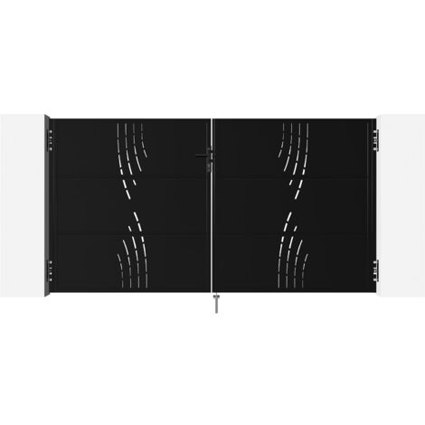 Portail battant acier 3m NALI VELETA H.160cm noir mat