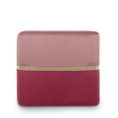 Pouf KATE Velours Rose framboise et Métal Doré