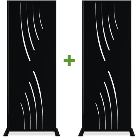 Lot de 2 panneaux décoratifs VELETA Noir H.160cm motifs intégral