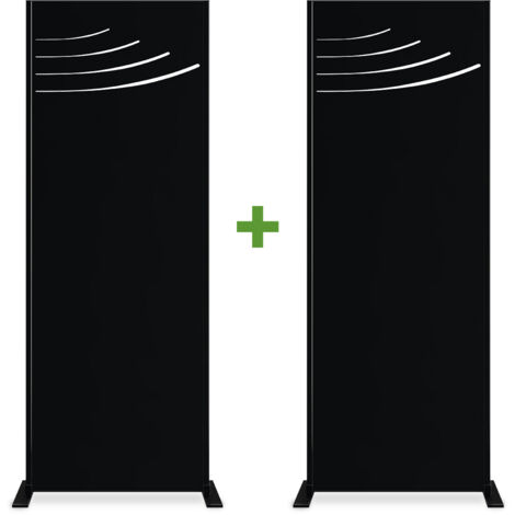 Lot de 2 panneaux décoratifs VELETA Noir H.160cm motifs sur le haut