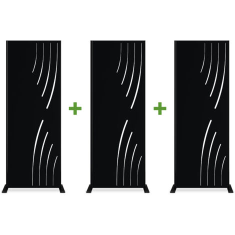 Lot de 3 panneaux décoratifs VELETA Noir H.160cm motifs côté droit (1/5)