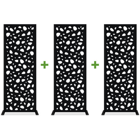 Lot de 3 panneaux décoratifs SUNNY Noir H.160cm motifs intégral