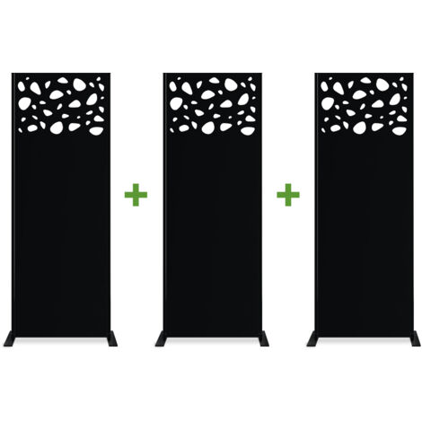 Lot de 3 panneaux décoratifs SUNNY Noir H.160cm motifs sur le haut