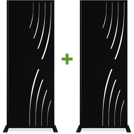 Lot de 2 panneaux décoratifs VELETA Noir H.160cm motifs côté droit