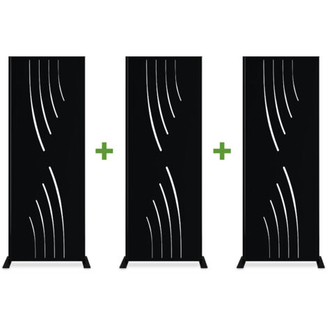 Lot de 3 panneaux décoratifs VELETA Noir H.160cm motifs intégral
