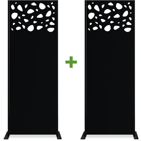 Lot de 2 panneaux décoratifs SUNNY Noir H.160cm motifs sur le haut