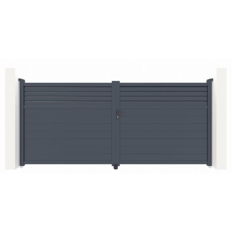 Portail battant 4m CARPATIA H.180cm aluminium gris (1/5)