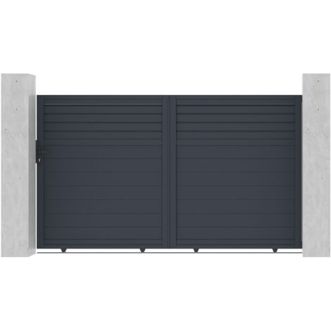 Casanoov – Portail coulissant aluminium 298cm H.178cm gris anthracite – Semi-ajouré pour intimité – Kit à monter soi-même – Accessoires inclus (1/5)