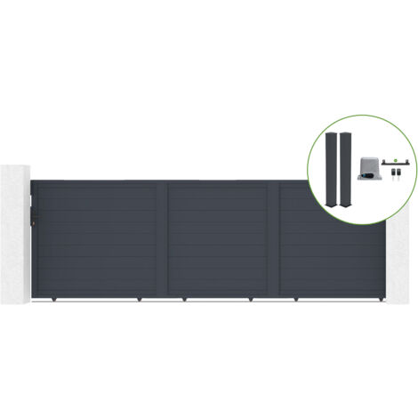 Portail coulissant 5M alu EIGER H160cm + 2 poteaux + moteur RANGER C300