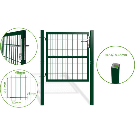 Casanoov – Portillon grillagé 1m vert mousse RAZO H.100cm – Acier galvanisé – Ouverture réversible – Résistant aux intempéries et à la corrosion (1/5)