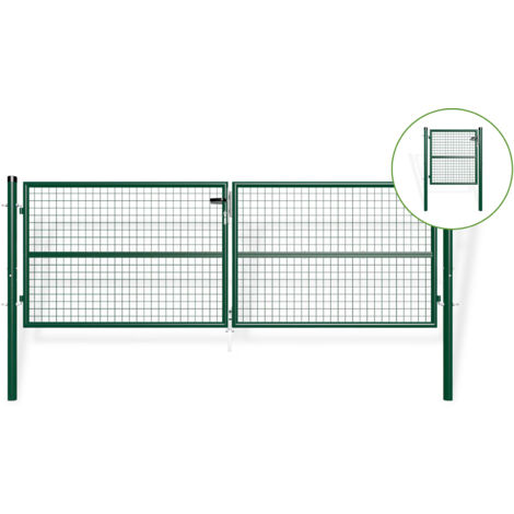 Portail grillagé 3m OLGA H.100cm + Portillon 1m OLGA H.100cm Vert (1/5)