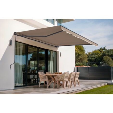 Store banne monobloc VECCHIO 4x3m - Toile premium 320g/m² Taupe