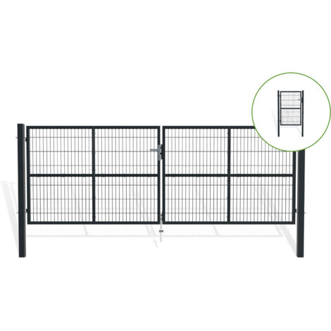 Portail grillagé 4m H.140cm RAZO + Portillon 1m RAZO H.140cm Gris (1/5)