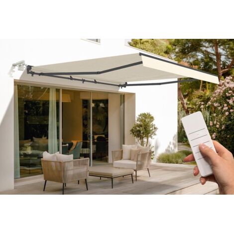 Store banne semi-coffre motorisé FAZZIO 4x3m - Toile premium 320g/m² Beige