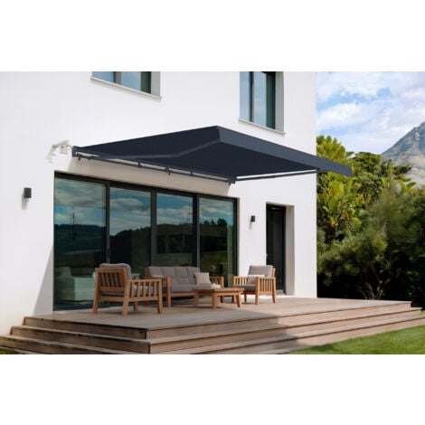 Store banne semi-coffre motorisé FAZZIO 5x3m Gris