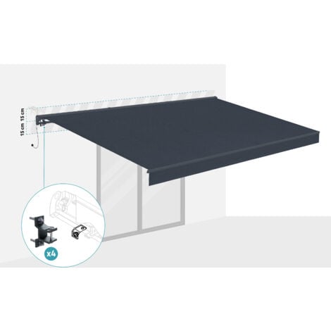 Store banne semi-coffre motorisé FAZZIO 5x3m Gris