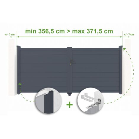 Portail battant ajustable en largeur EIGER 3,5m H.160cm Aluminium Gris Anthracite (1/4)