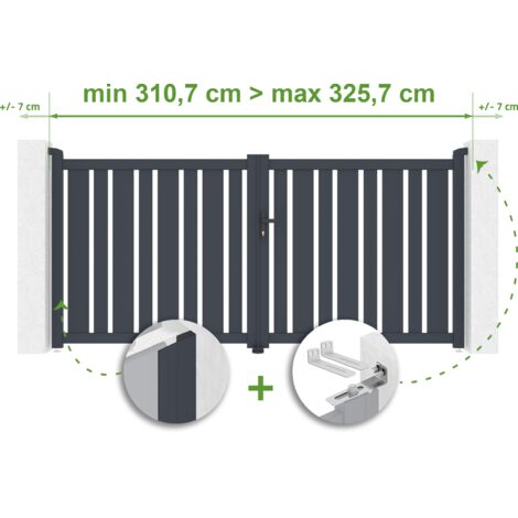 Portail battant ajustable en largeur VEYMONT 3m H.140cm Aluminium Gris Anthracite (1/4)