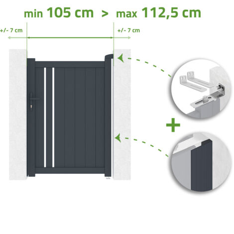 Portillon ajustable en largeur GIONA 1m H.140cm Aluminium Gris Anthracite (1/4)