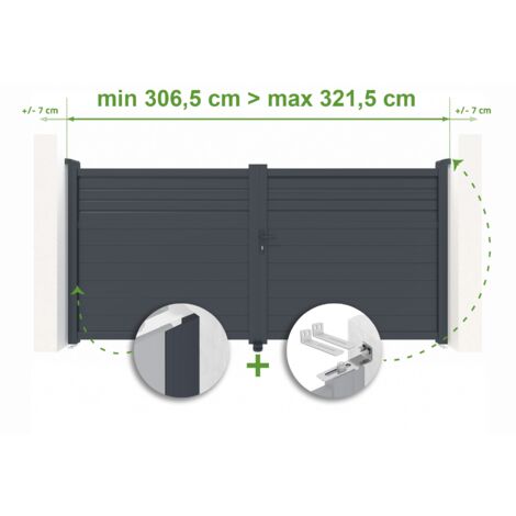 Portail battant ajustable en largeur CARPATIA 3m H.160cm Aluminium Gris Anthracite (1/4)
