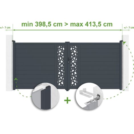 Portail battant ajustable en largeur SUNNY 4m H.180cm Aluminium Gris Anthracite (1/4)