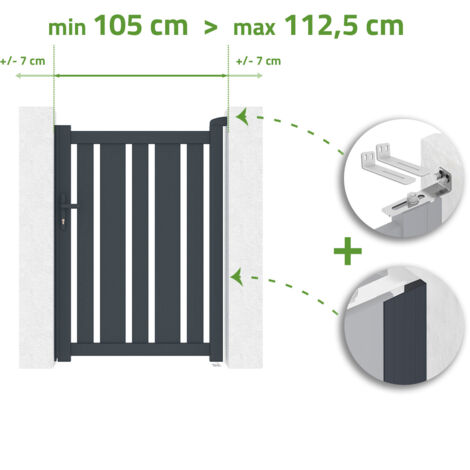 Portillon ajustable en largeur VEYMONT 1m H.140cm Aluminium Gris Anthracite (1/4)