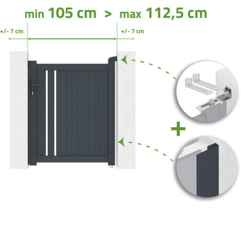 Portillon ajustable en largeur GIONA 1m H.120cm Aluminium Gris Anthracite (1/4)