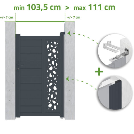 Portillon ajustable en largeur SUNNY 1m H.180cm Aluminium Gris Anthracite (1/4)
