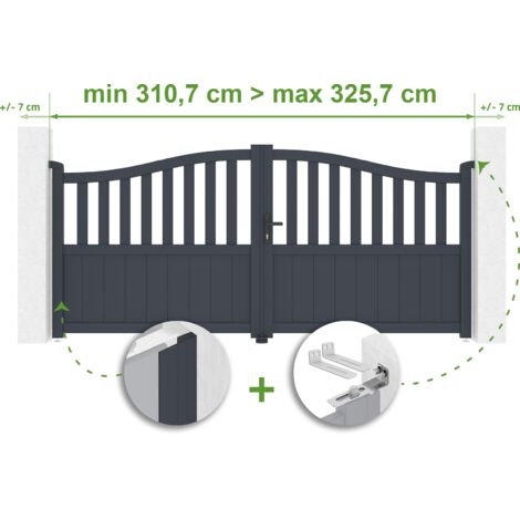 Portail battant ajustable en largeur MEIJE 3m H.140cm Aluminium Gris Anthracite (1/4)