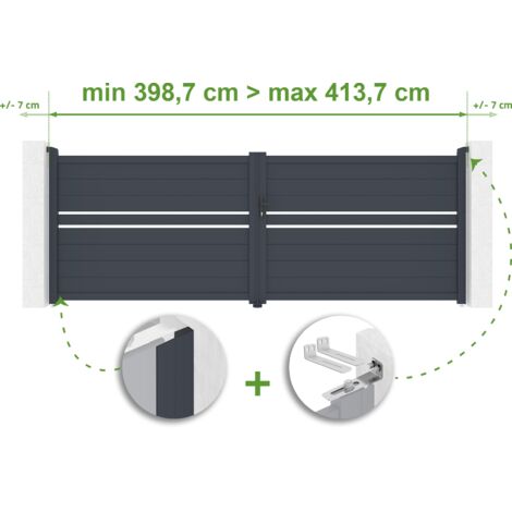 Portail battant ajustable en largeur CIMONE 4m H.140cm Aluminium Gris Anthracite (1/4)