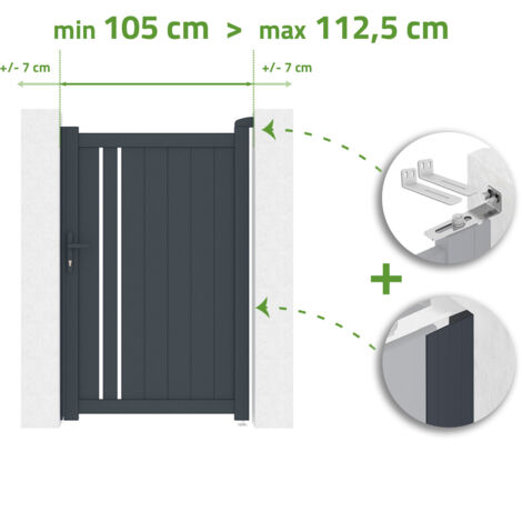 Portillon ajustable en largeur GIONA 1m H.160cm Aluminium Gris Anthracite (1/4)