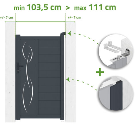 Portillon ajustable en largeur LIFE 1m H.180cm Aluminium Gris Anthracite (1/4)