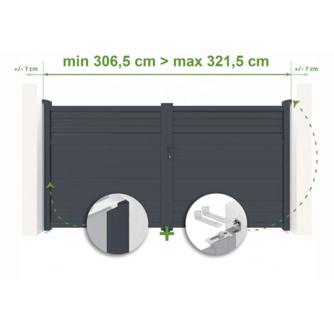 Portail battant ajustable en largeur CARPATIA 3m H.180cm Aluminium Gris Anthracite (1/4)