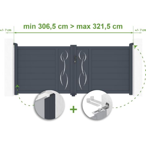Portail battant ajustable en largeur LIFE 3m H.120cm Aluminium Gris Anthracite (1/4)