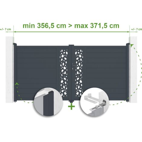 Portail battant ajustable en largeur SUNNY 3,5m H.180cm Aluminium Gris Anthracite (1/4)