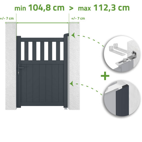 Portillon ajustable en largeur SANTIS 1m H.140cm Aluminium Gris Anthracite (1/4)
