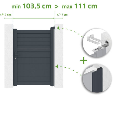 Portillon ajustable en largeur CARPATIA 1m H.140cm Aluminium Gris Anthracite (1/4)