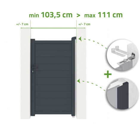 Portillon ajustable en largeur EIGER 1m H.180cm Aluminium Gris Anthracite (1/4)