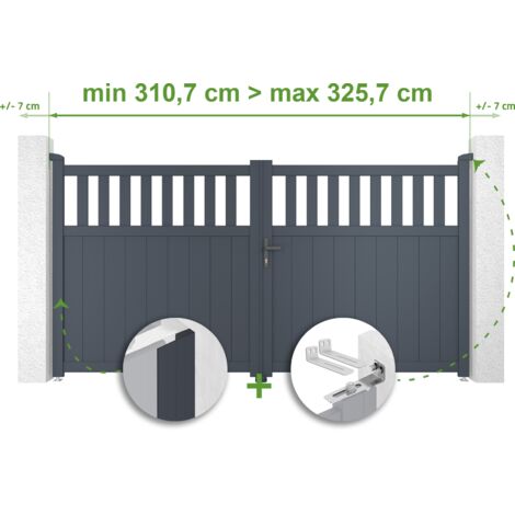 Portail battant ajustable en largeur SANTIS 3m H.160cm Aluminium Gris Anthracite (1/4)