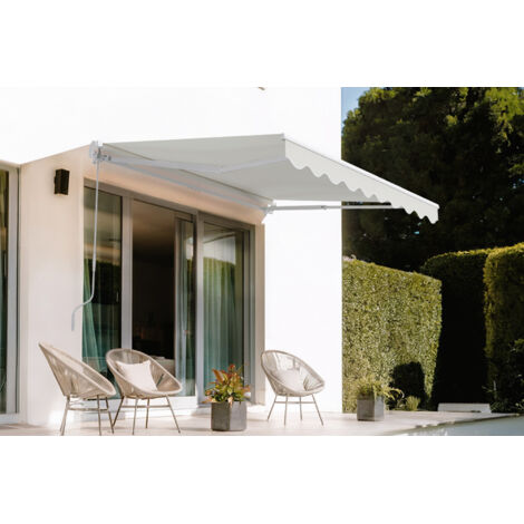 Store banne monobloc structure blanche VECCHIO 2,5m x 2m toile beige (1/5)