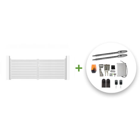 Portail Battant VOGEL motorisé 4m H.140cm Aluminium Blanc + Motorisation TANKER B250 (1/5)