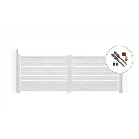 Portail Battant motorisé VOGEL 4m H.140cm Aluminium Blanc + Motorisation TANKER B700 (1/5)