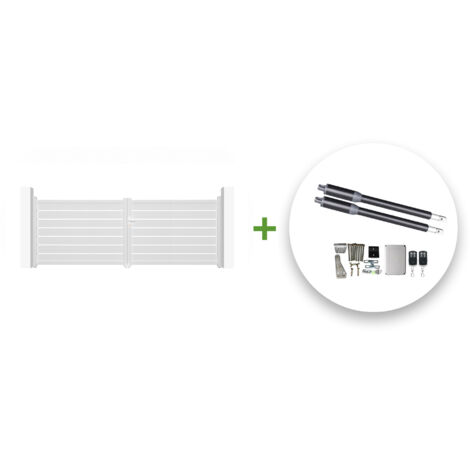 Portail Battant motorisé VOGEL 4m H.140cm Aluminium Blanc + Motorisation RANGER B150 (1/5)