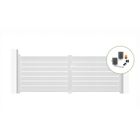 Portail Battant motorisé VOGEL 4m H.140cm Aluminium Blanc + Motorisation BUNKER B500