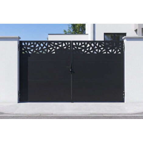 Portail battant NALI RUIVO 3m H.180cm Acier Noir mat
