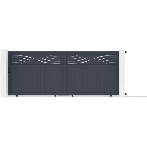Portail coulissant 4m HALTI H.160cm aluminium gris (1/5)