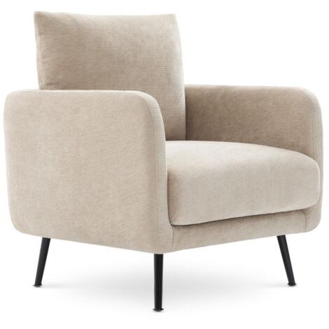 Fauteuil design EMMA tissu chenille beige (1/5)
