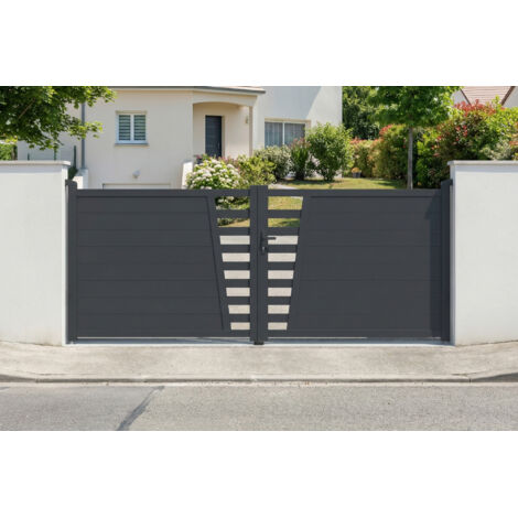 Portail battant 3,5m CERVINA H.140cm aluminium gris (1/5)