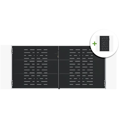Portail battant acier 3,5m NALI ARLBERG H.160cm noir + Portillon H.160cm noir (1/5)